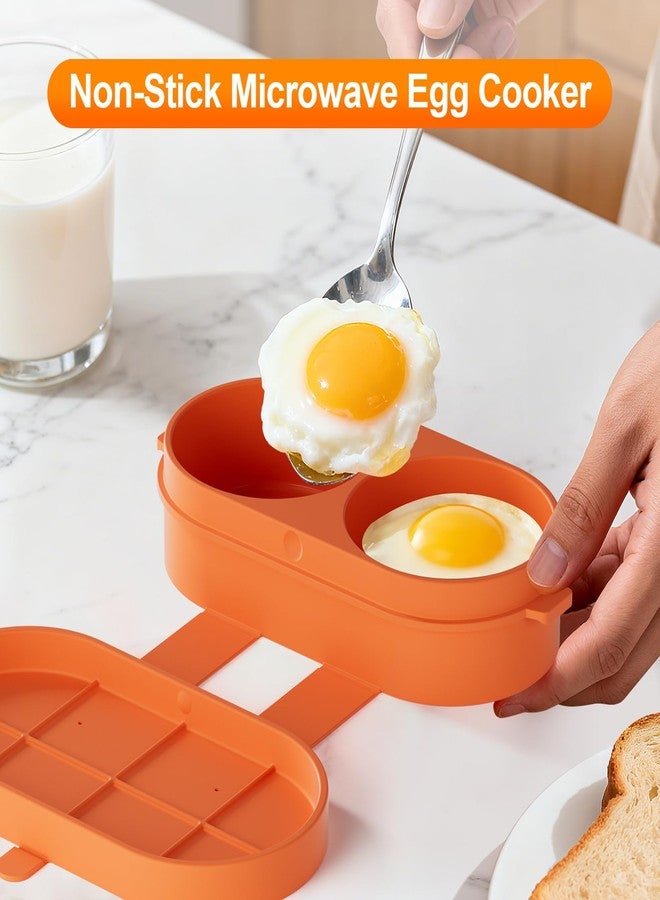LYNG Microwave Egg Cooker, Microwave Egg Maker For Breakfast Sandwich, Silicone Double Egg Bite Molds For Scrambled Eggs Muffins, Safe for Oven Air Fryer, Dishwasher-Safe Orange - Image 5
